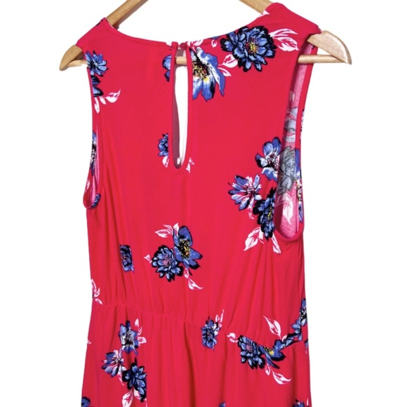 Xhilaration Red Floral Sleeveless V Neck Tie Front Dress Women Size Medium - Picture 11 of 16